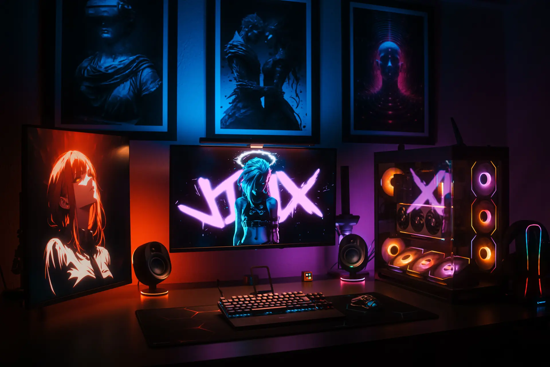 RGB-Setup mit Neonlicht für Community Streams