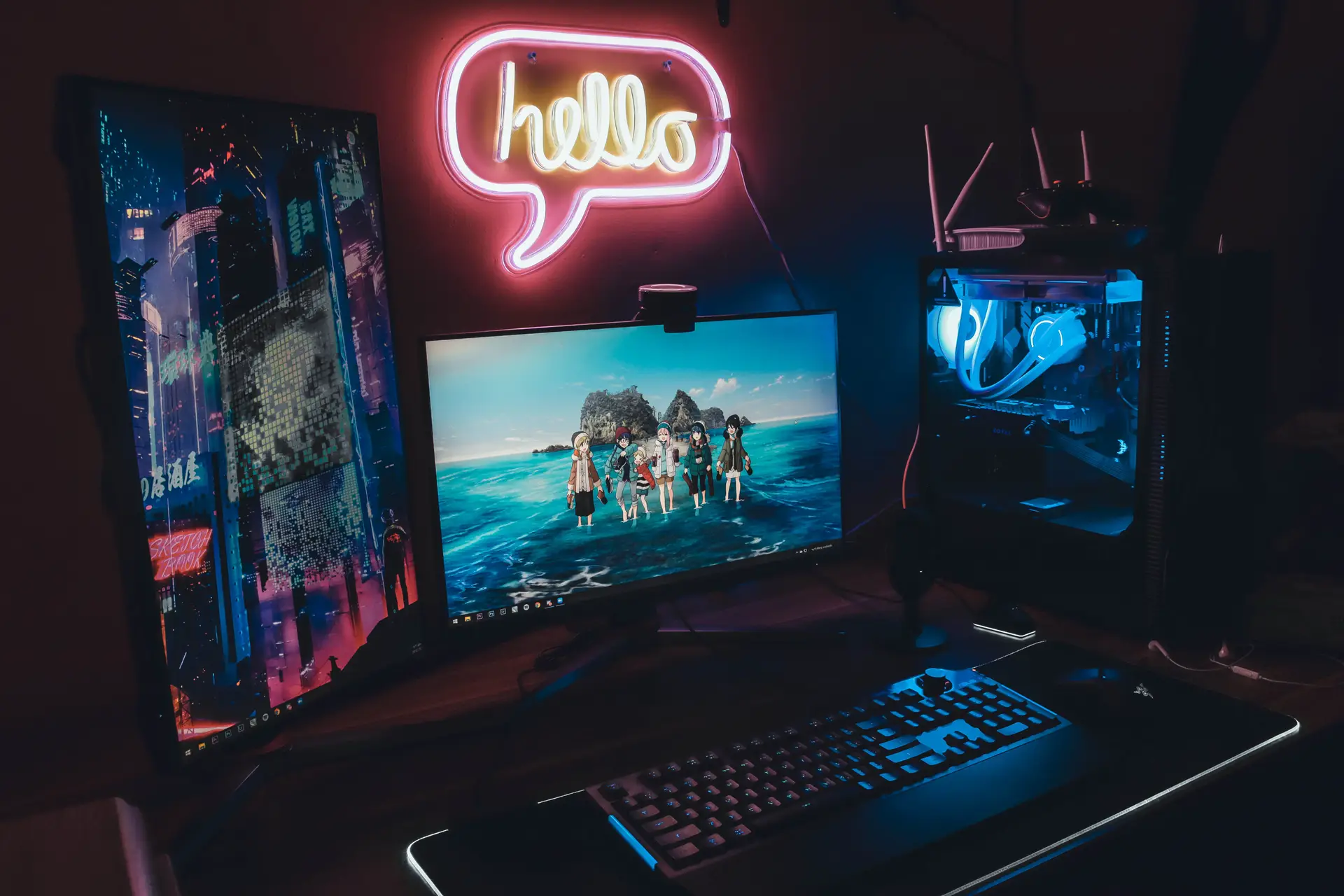 Neon-Beleuchtung im Sendestudio von Valkyrie Neon